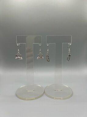 Silver Charm Drop Earrings - Handmade E0299C
